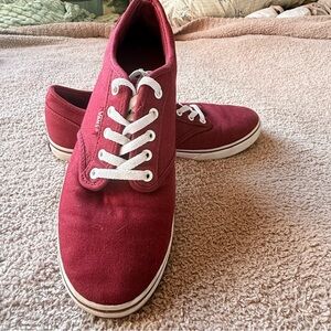 Vans Authentic Canvas Sneakers Red Burgundy Lace up Women’s Size 7